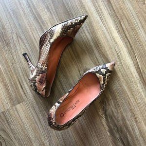 L'AUTRE CHOSE Snake Printed Leather Pumps Pointy